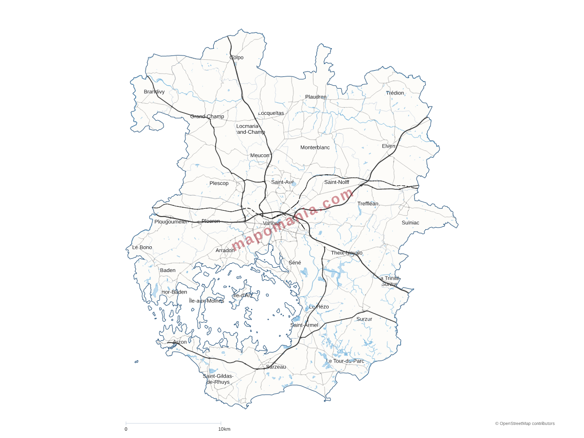 Carte de CA Golfe du Morbihan - Vannes Agglomération à personnaliser