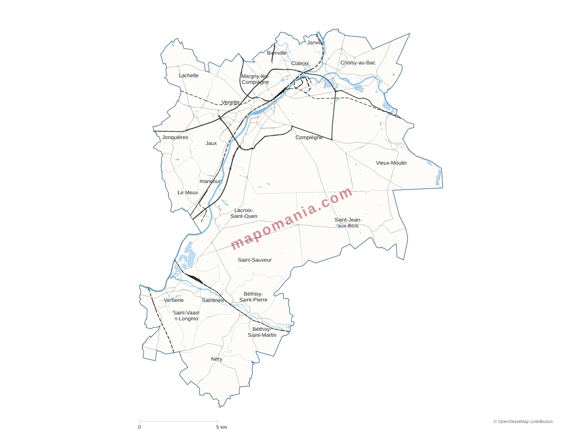 Carte de CA de la Région de Compiègne et de la Basse Automne à personnaliser