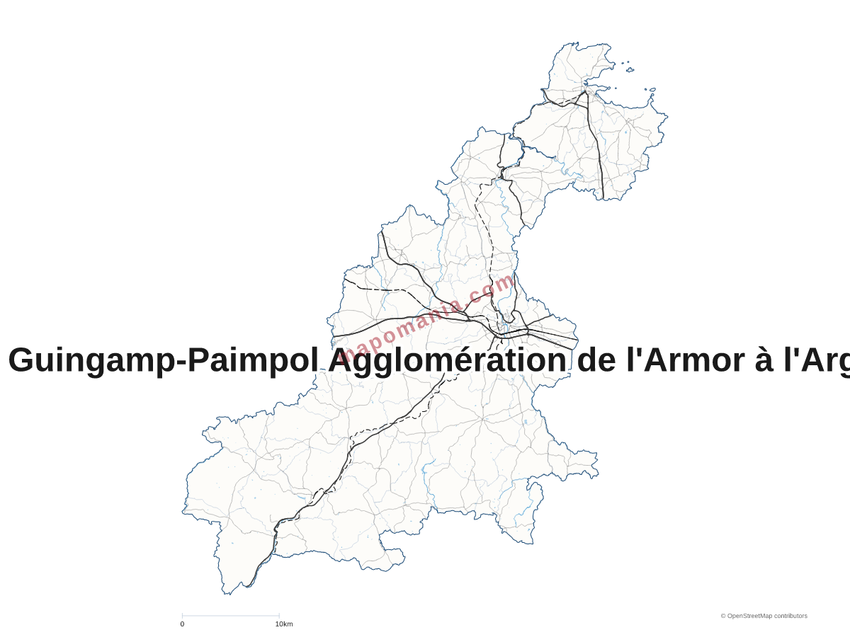 Carte de CA Guingamp-Paimpol Agglomération de l'Armor à l'Argoat à personnaliser