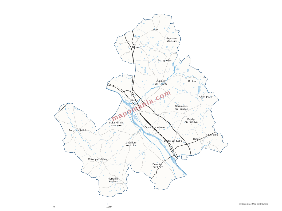 Carte de CC Berry Loire Puisaye à personnaliser