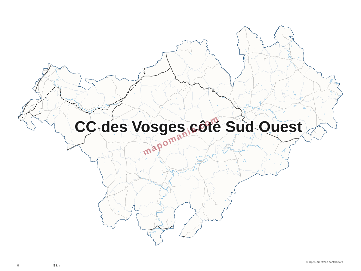 Carte de CC des Vosges côté Sud Ouest à personnaliser