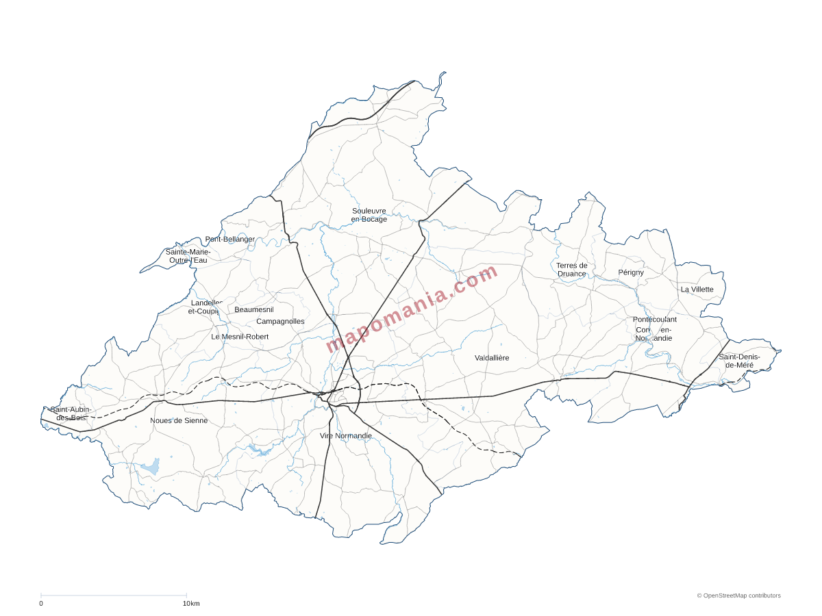 Carte de CC Intercom de la Vire au Noireau à personnaliser