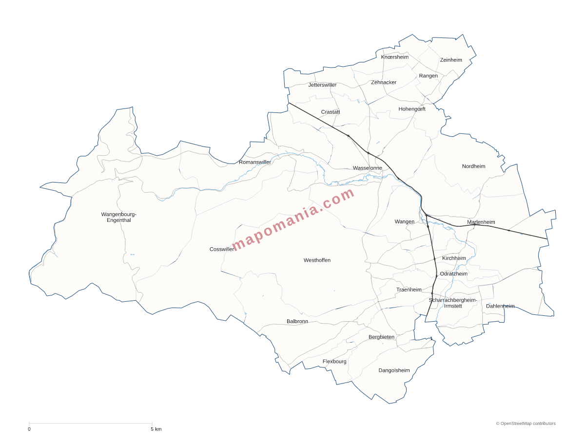 Carte de CC de la Mossig et du Vignoble à personnaliser
