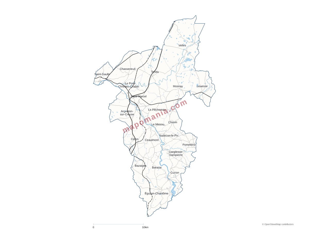 Carte de CC Éguzon - Argenton - Vallée de la Creuse à personnaliser
