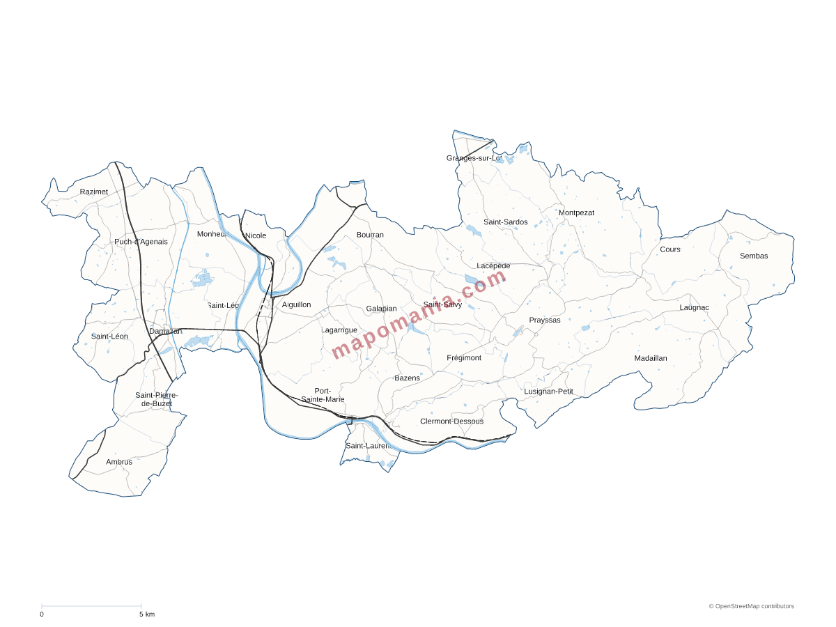 Carte de CC du Confluent et des Coteaux de Prayssas à personnaliser