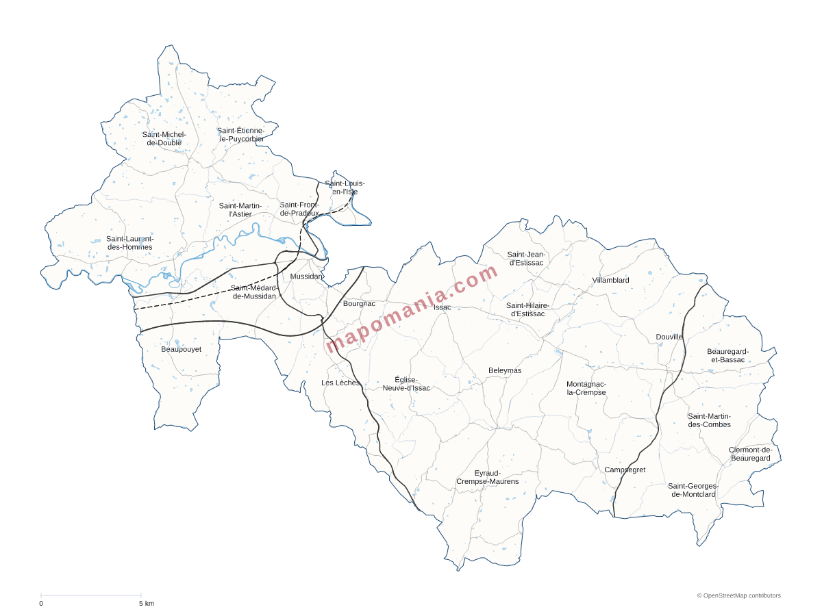 Carte de CC Isle et Crempse en Périgord à personnaliser