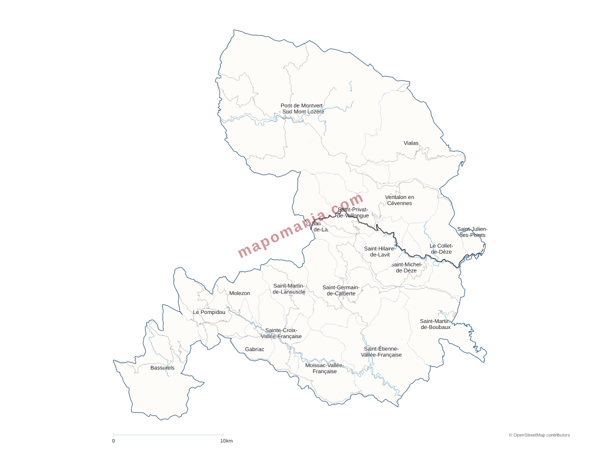 Carte de CC des Cévennes au Mont Lozère à personnaliser