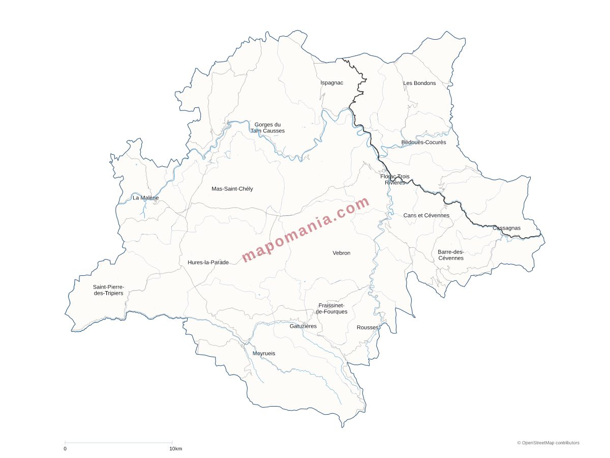 Carte de CC Gorges Causses Cévennes à personnaliser