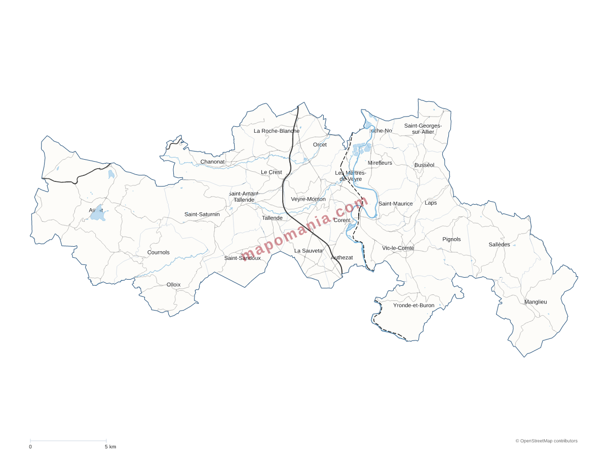 Carte de CC Mond'Arverne Communauté à personnaliser