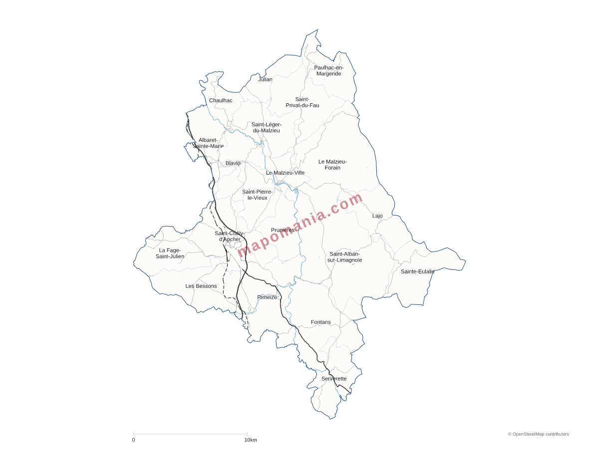 Carte de CC des Terres d'Apcher-Margeride-Aubrac à personnaliser