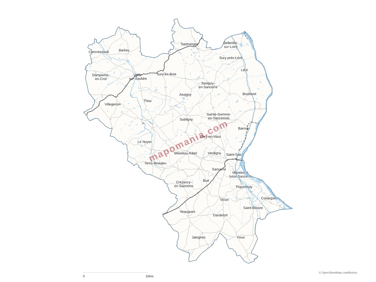 Carte de CC Pays Fort Sancerrois Val de Loire à personnaliser