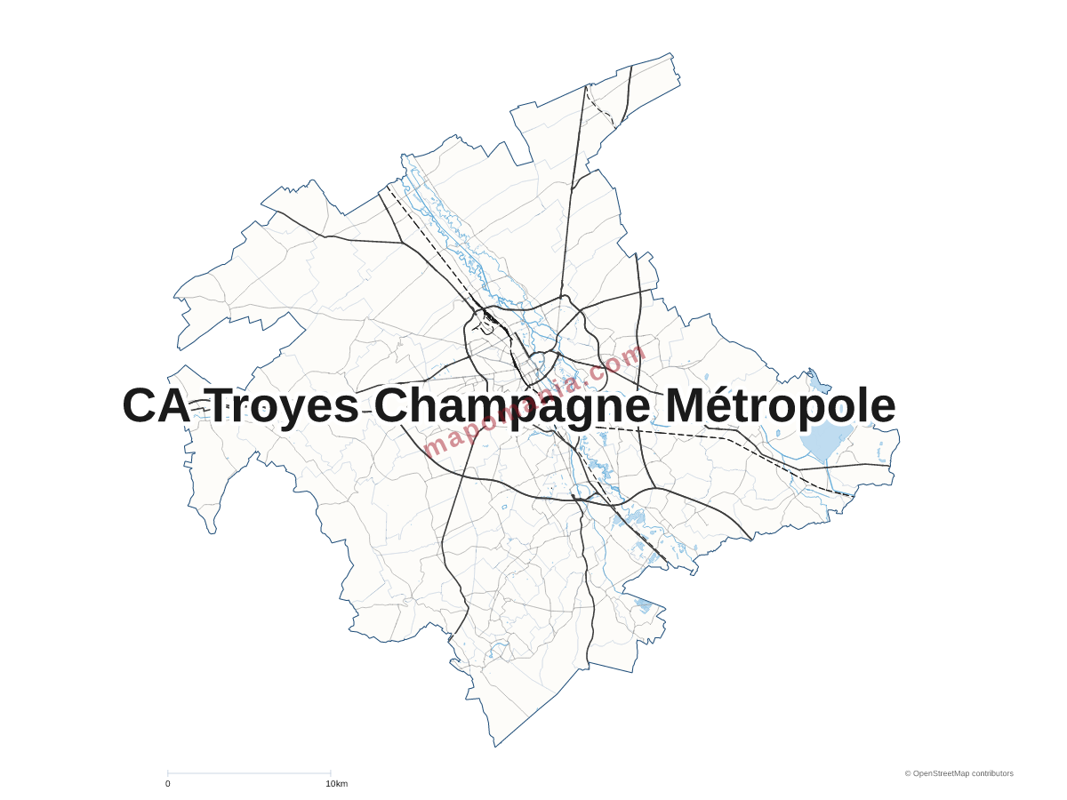 Carte de CA Troyes Champagne Métropole à personnaliser