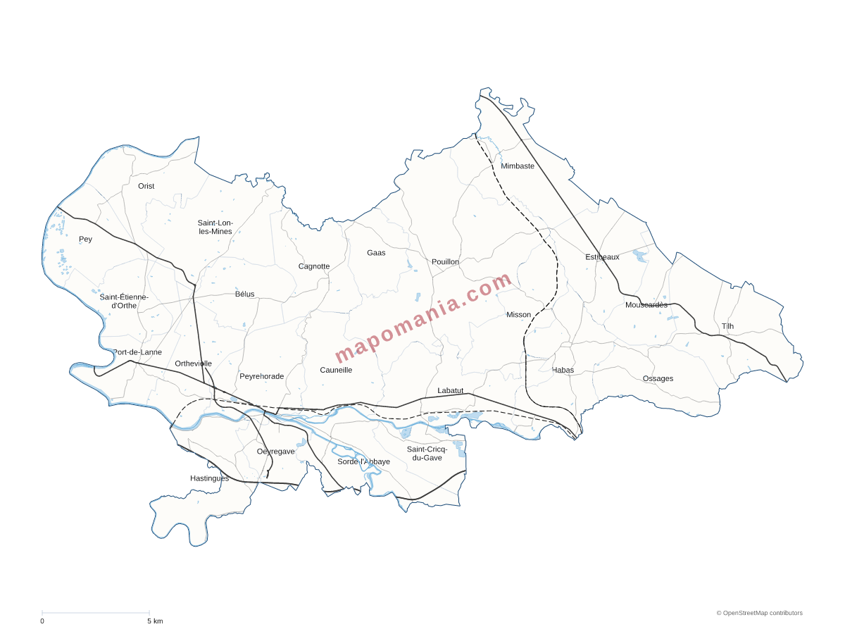 Carte de CC Pays d'Orthe et Arrigans à personnaliser