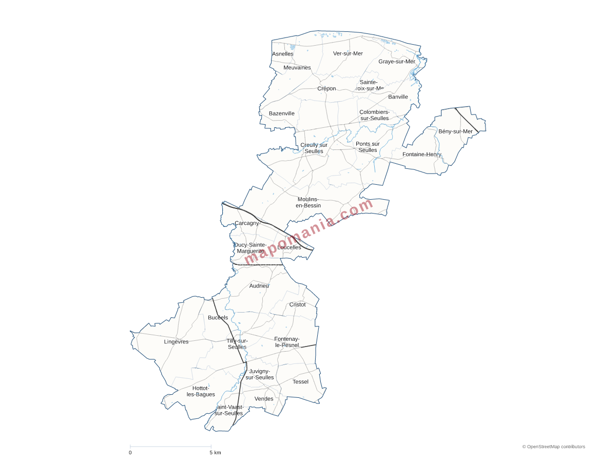 Carte de CC Seulles Terre et Mer à personnaliser