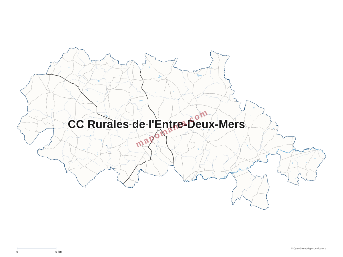Carte de CC Rurales de l'Entre-Deux-Mers à personnaliser