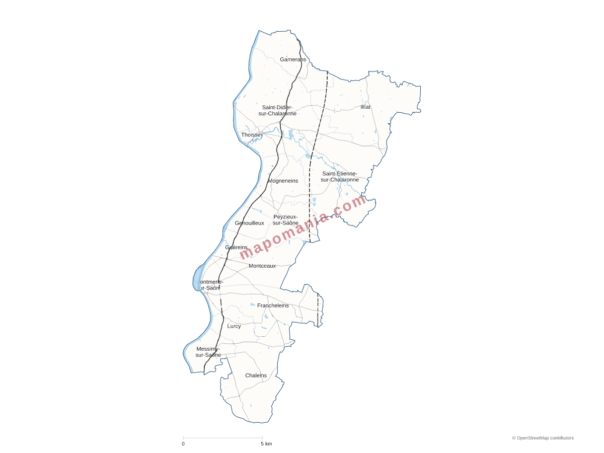 Carte de CC Val de Saône Centre à personnaliser