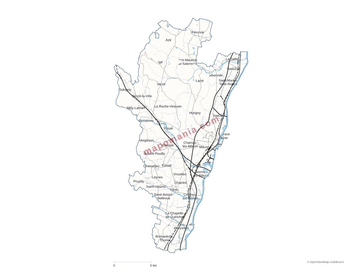 Carte de CA Mâconnais Beaujolais Agglomération à personnaliser