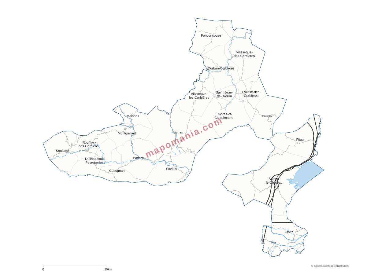 Carte de CC Corbières Salanque Méditerranée à personnaliser