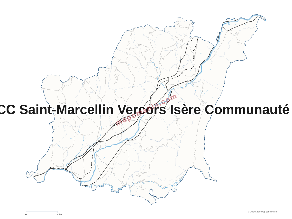 Carte de CC Saint-Marcellin Vercors Isère Communauté à personnaliser
