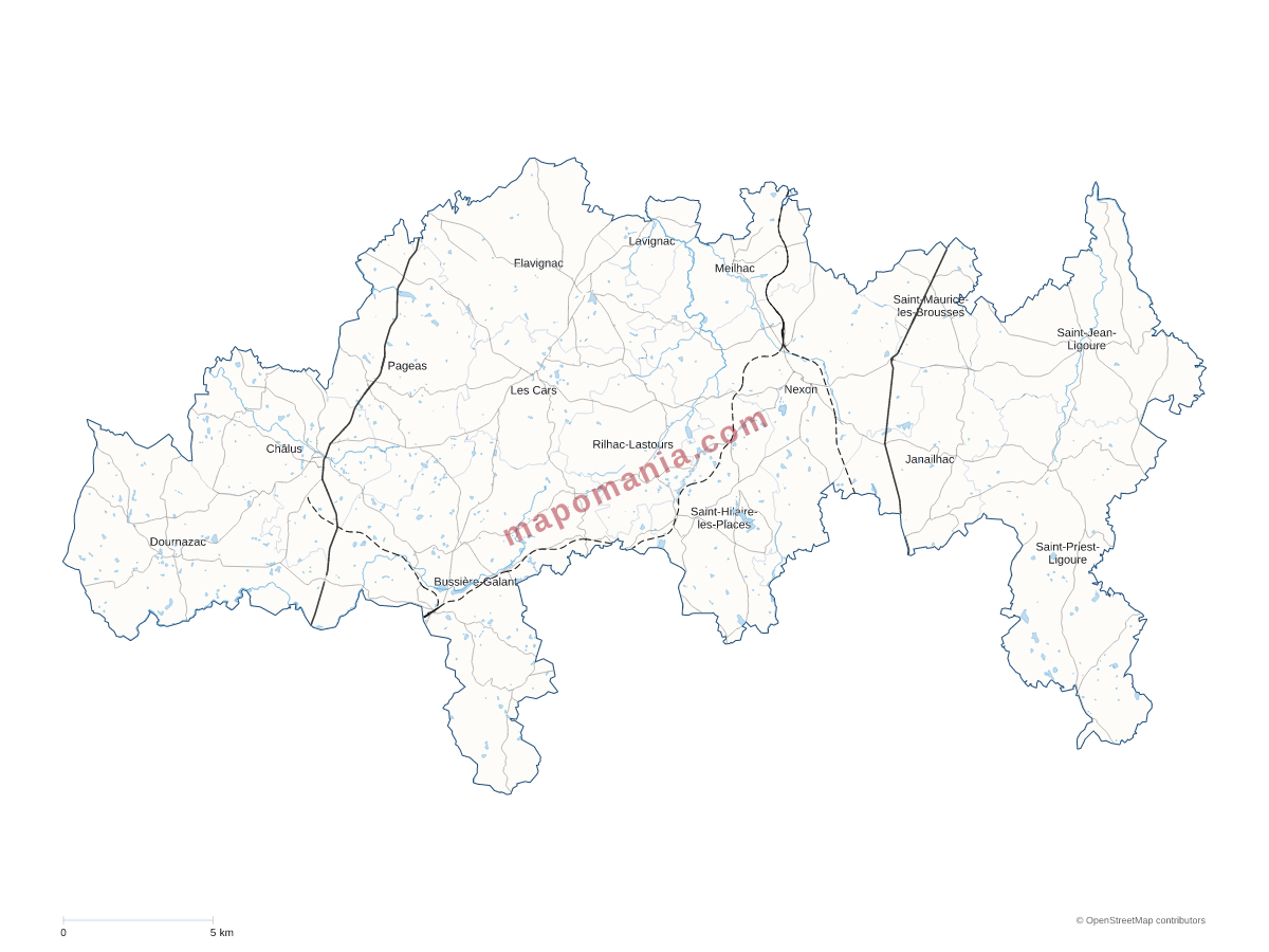 Carte de CC Pays de Nexon Monts de Chalus à personnaliser