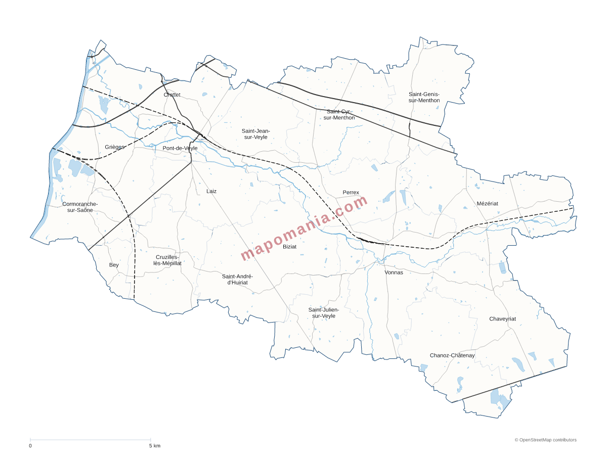 Carte de CC de la Veyle à personnaliser