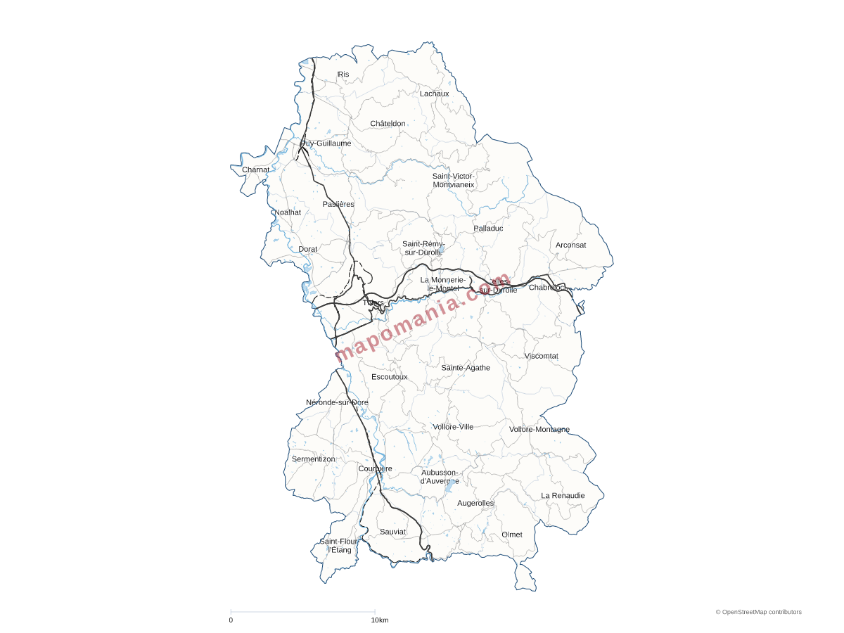 Carte de CC Thiers Dore et Montagne à personnaliser
