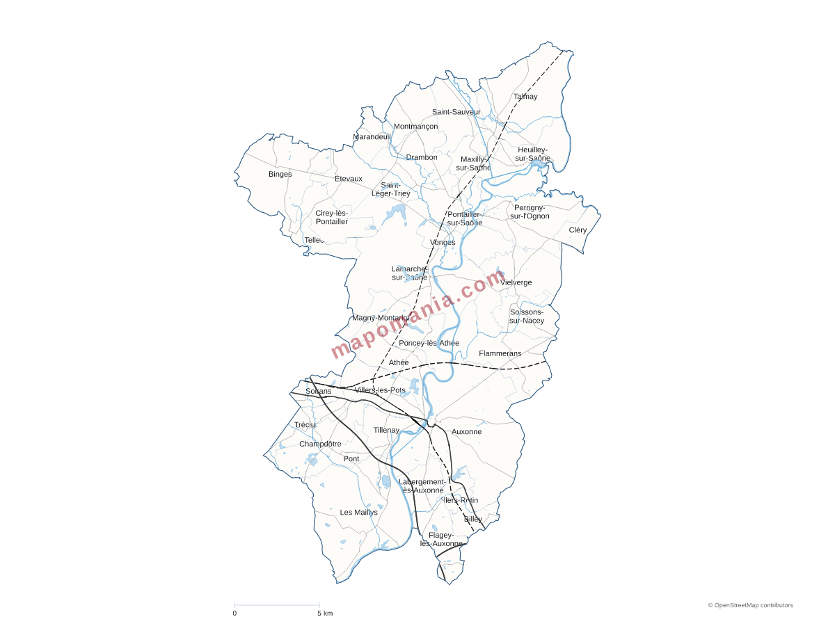 Carte de CC Auxonne Pontailler Val de Saône à personnaliser