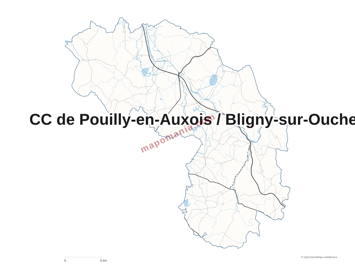 Carte de CC de Pouilly-en-Auxois / Bligny-sur-Ouche à personnaliser