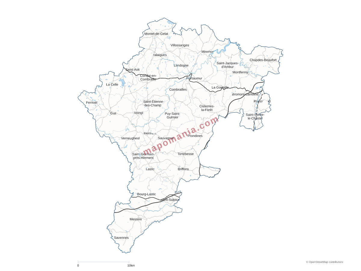 Carte de CC Chavanon Combrailles et Volcans à personnaliser
