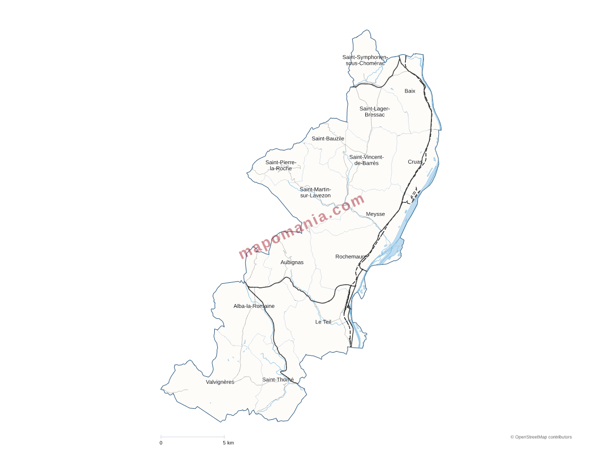 Carte de CC Ardèche Rhône Coiron à personnaliser