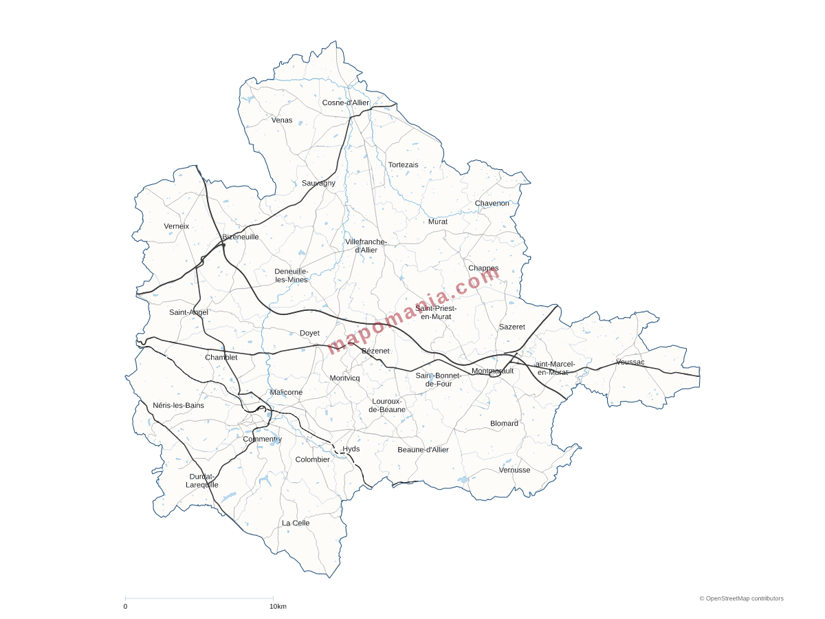 Carte de CC Commentry Montmarault Néris Communauté à personnaliser