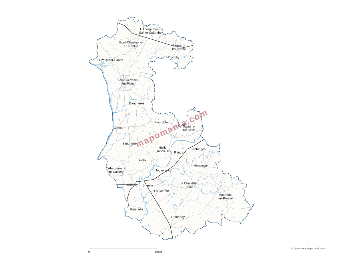 Carte de CC Terres de Bresse à personnaliser