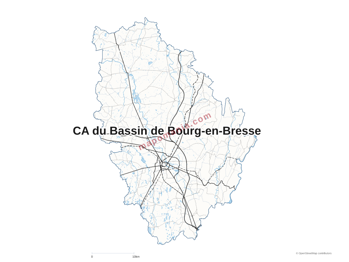 Carte de CA du Bassin de Bourg-en-Bresse à personnaliser