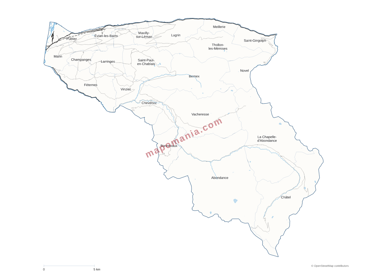 Carte de CC Pays d'Evian Vallée d'Abondance à personnaliser
