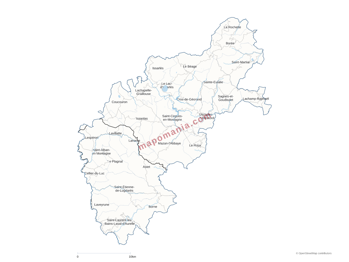 Carte de CC Montagne d'Ardèche à personnaliser