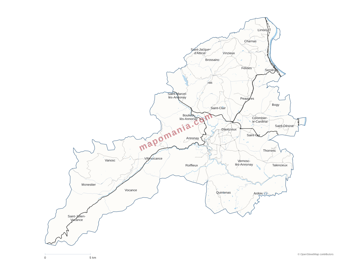 Carte de CA Annonay Rhône Agglo à personnaliser