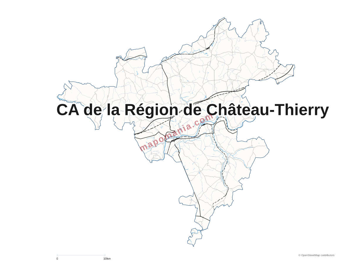 Carte de CA de la Région de Château-Thierry à personnaliser