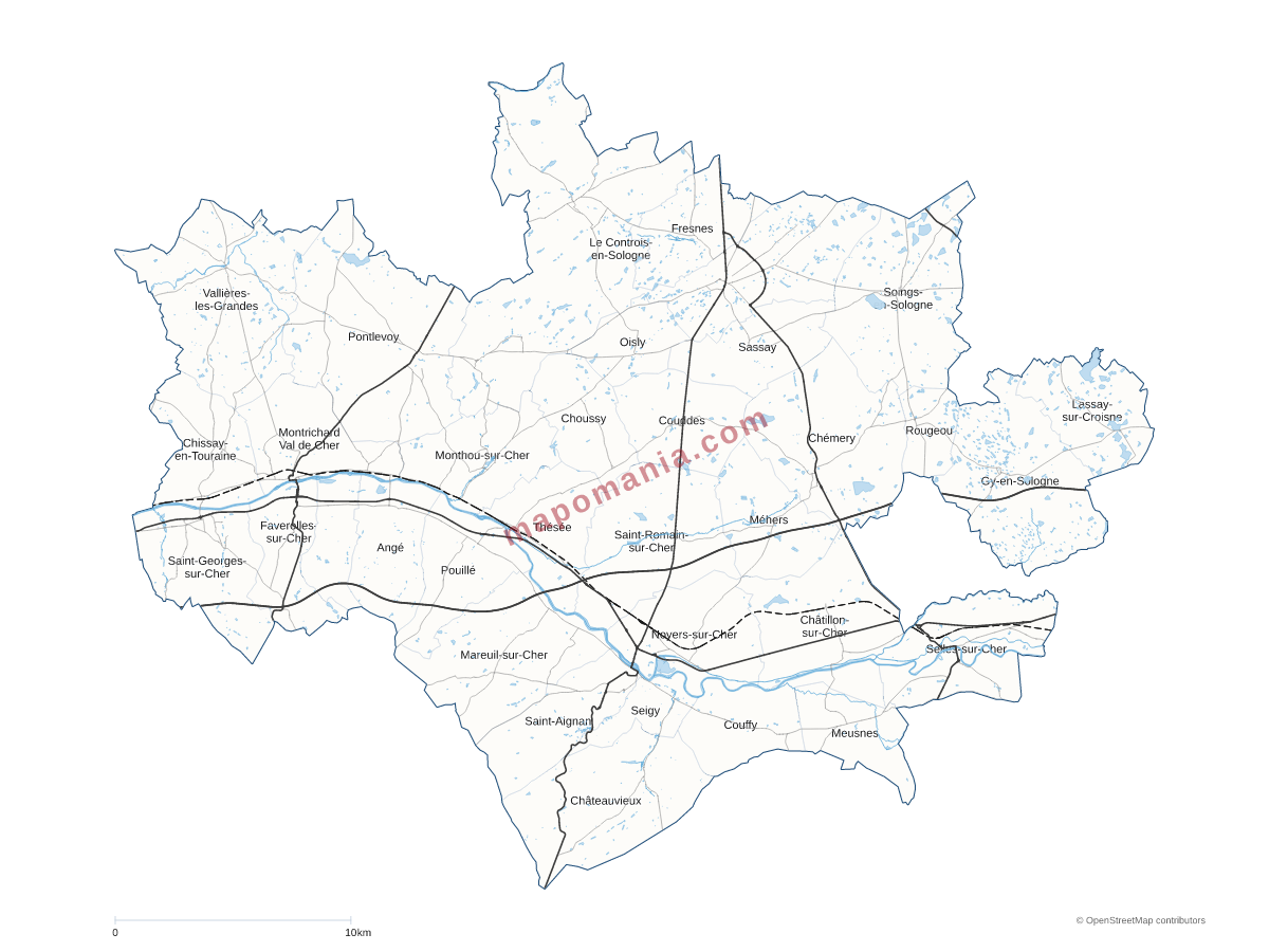 Carte de CC Val-de-Cher-Controis à personnaliser