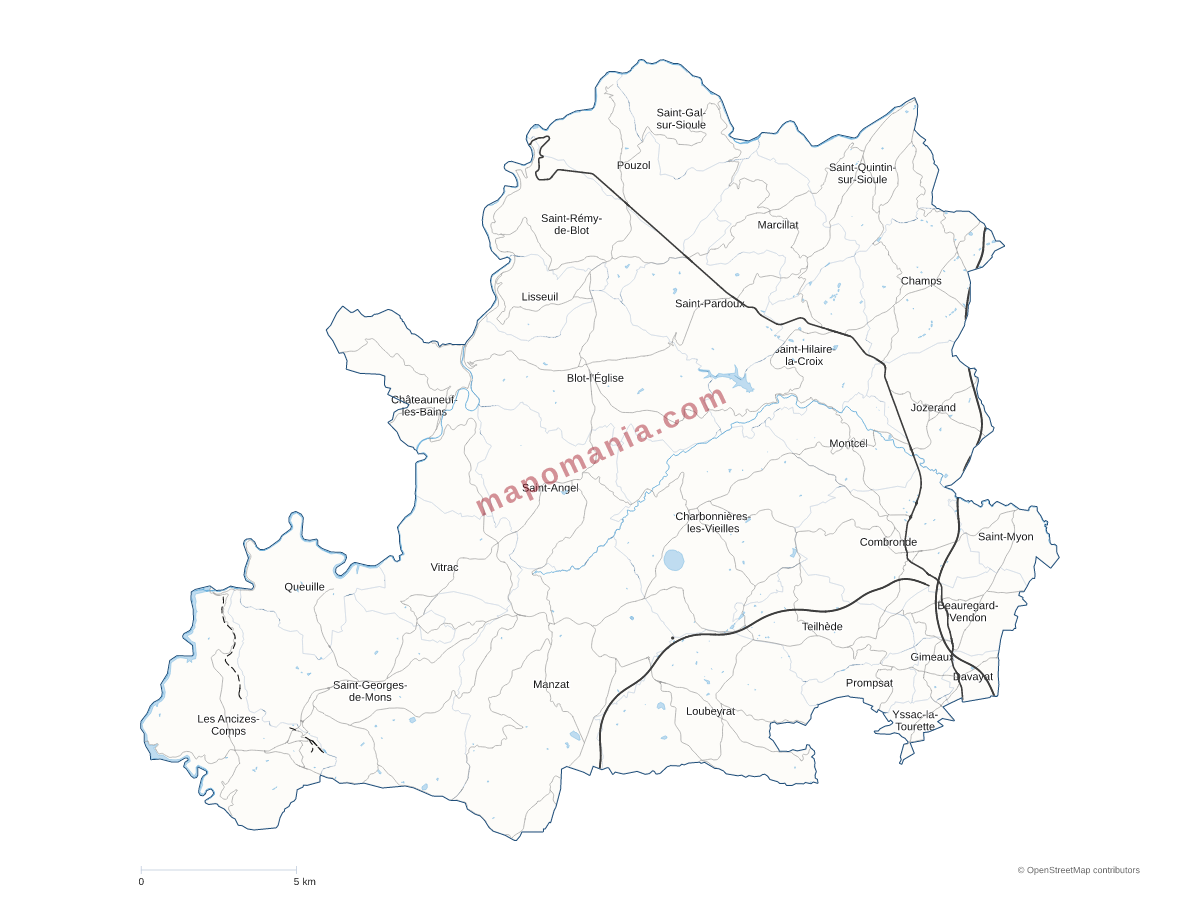 Carte de CC Combrailles Sioule et Morge à personnaliser