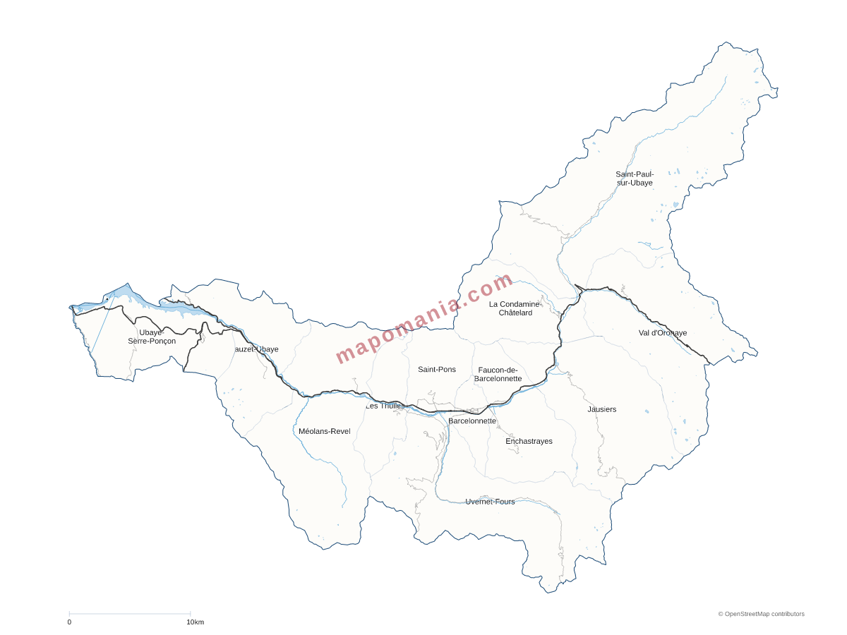 Carte de CC Vallée de l'Ubaye - Serre-Ponçon à personnaliser