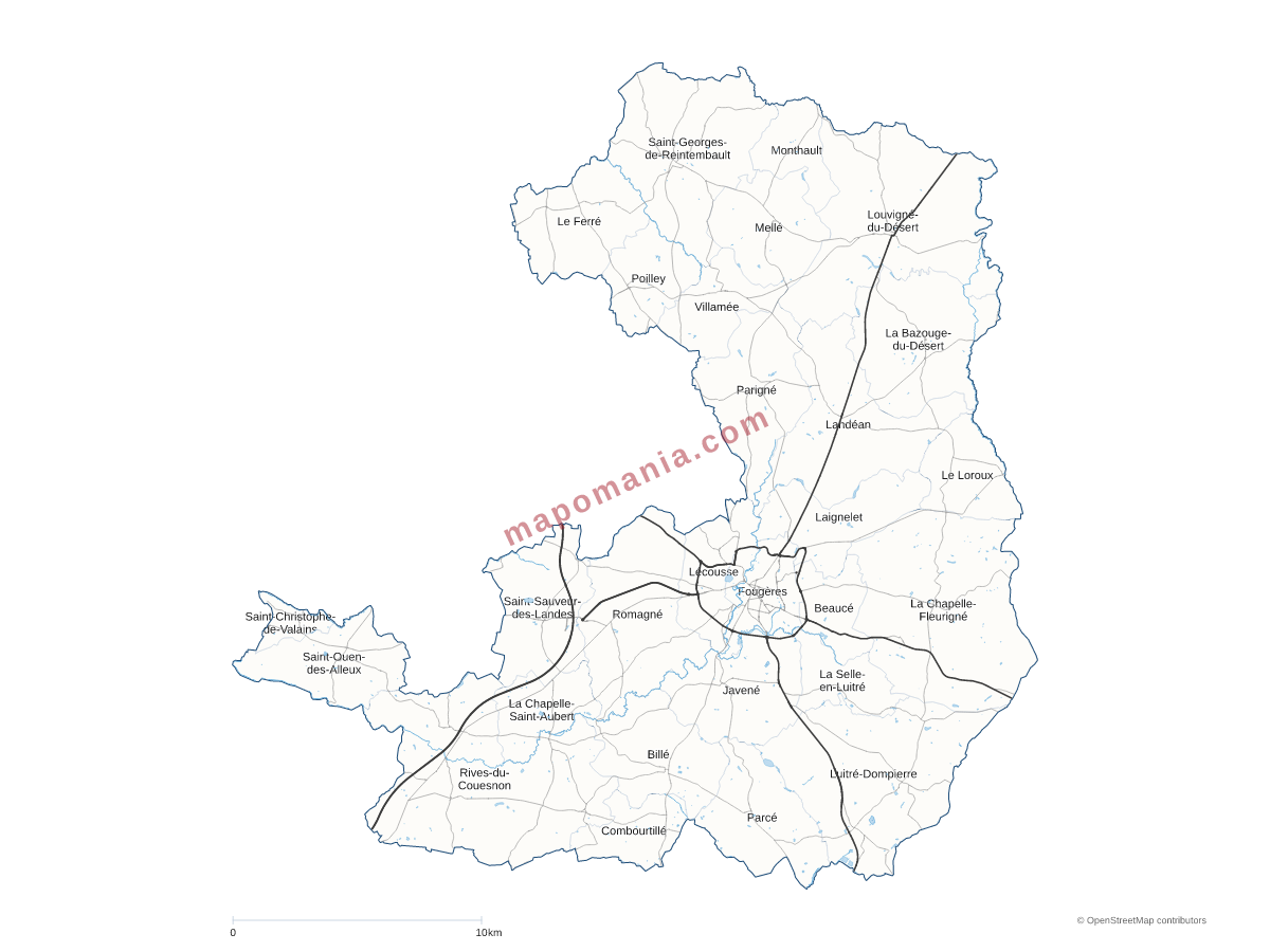 Carte de CA Fougères Agglomération à personnaliser