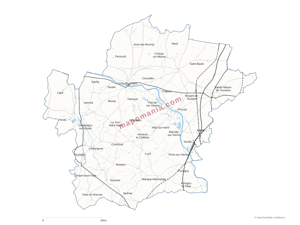 Carte de CC Touraine Val de Vienne à personnaliser