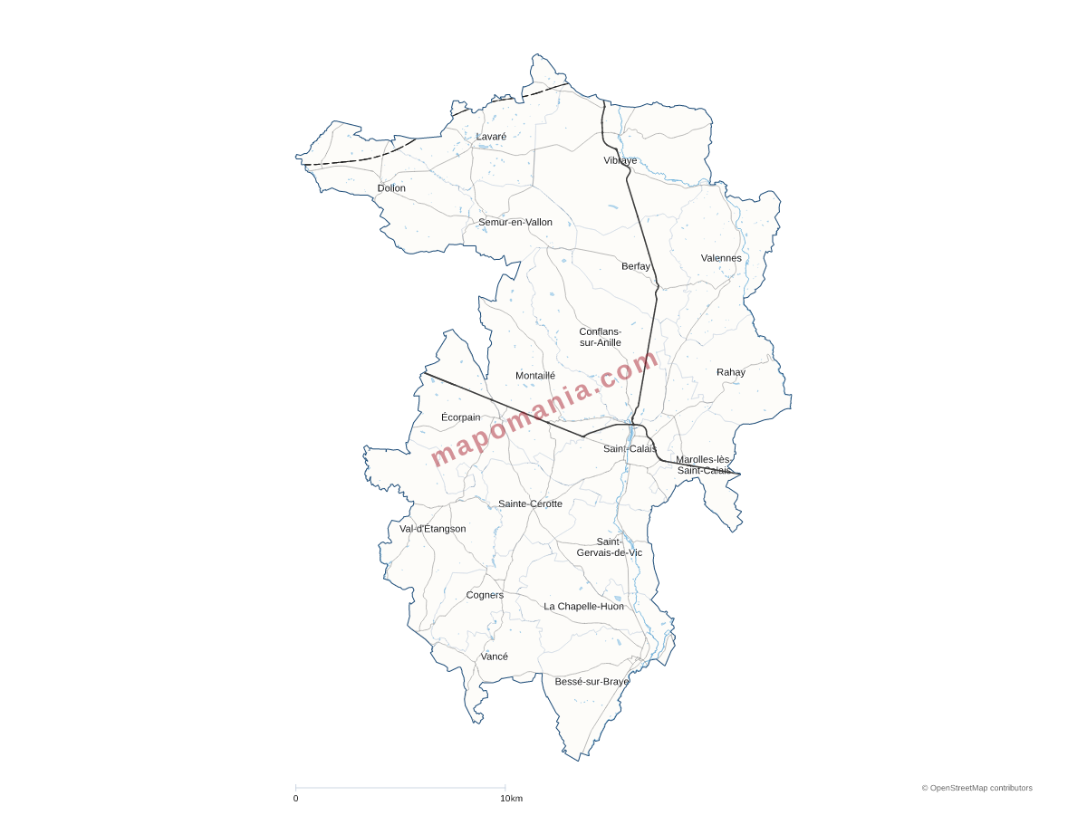 Carte de CC des Vallées de la Braye et de l'Anille à personnaliser
