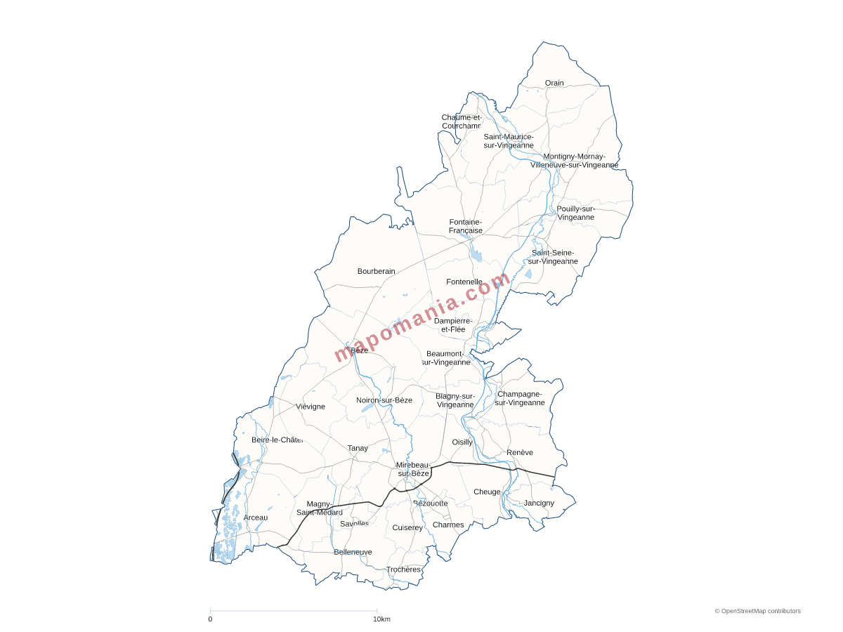 Carte de CC Mirebellois et Fontenois à personnaliser