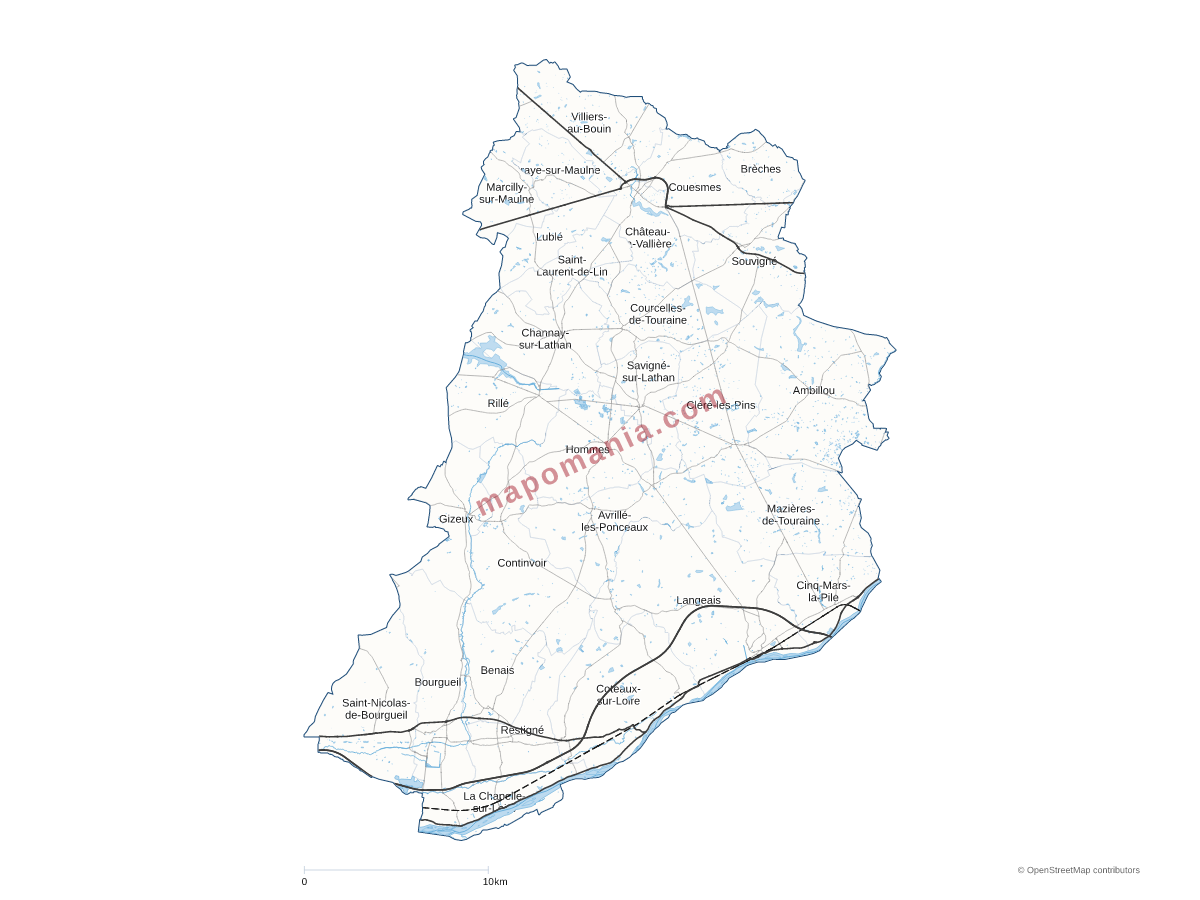 Carte de CC Touraine Ouest Val de Loire à personnaliser