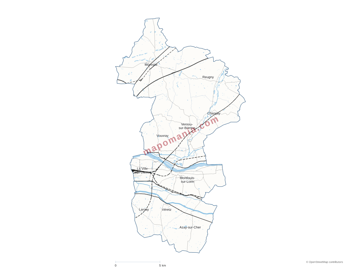 Carte de CC Touraine-Est Vallées à personnaliser