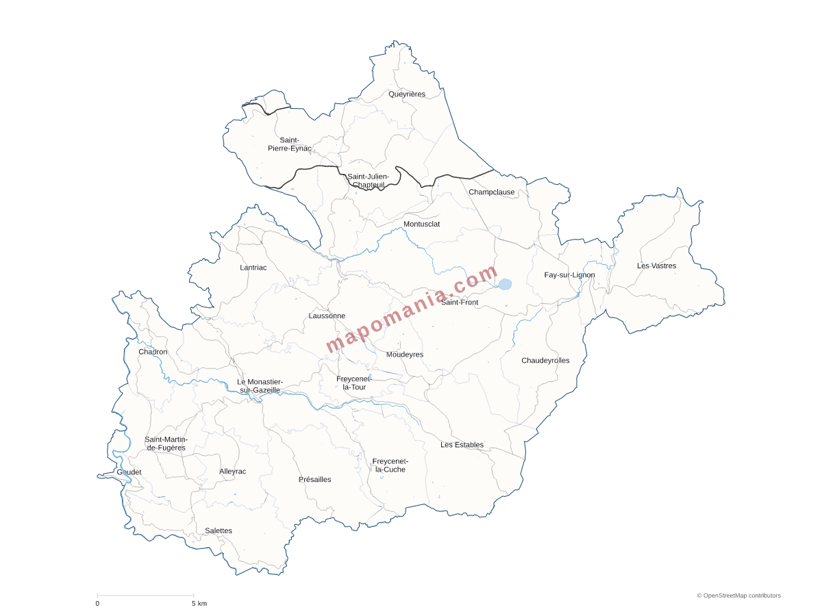 Carte de CC Mézenc-Loire-Meygal à personnaliser
