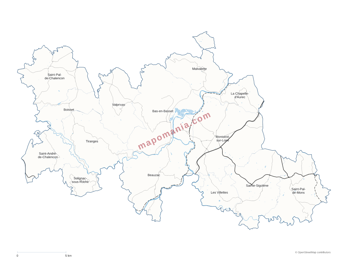 Carte de CC Marches du Velay-Rochebaron à personnaliser