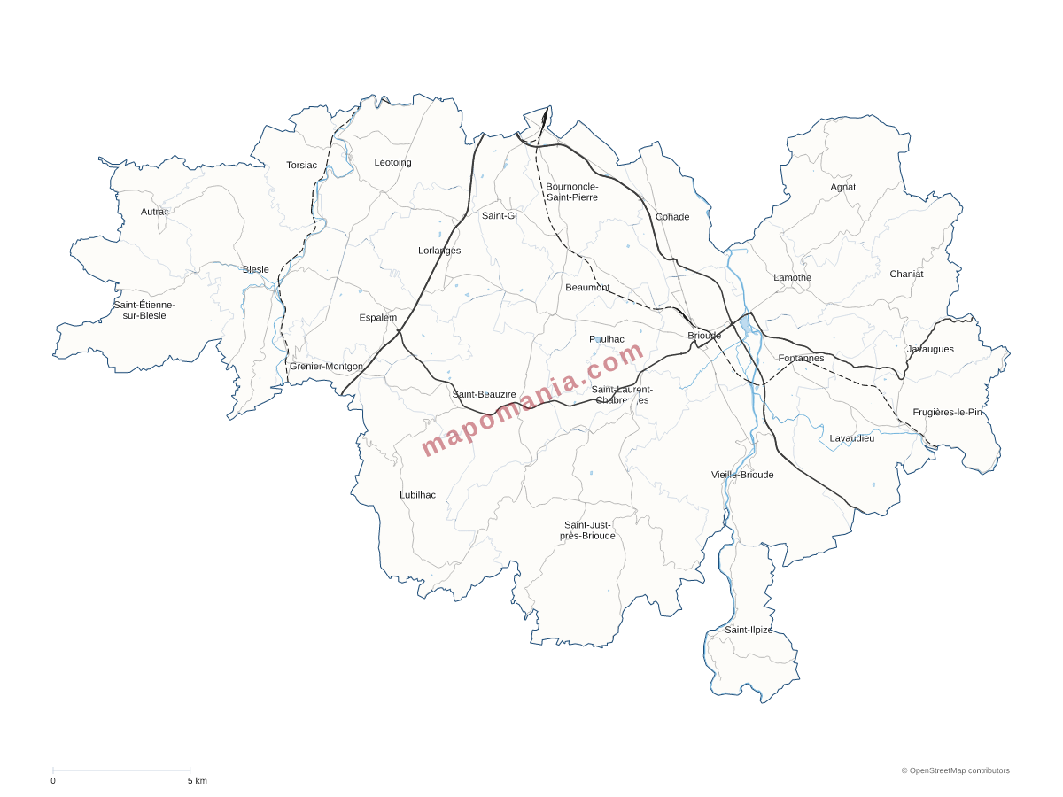 Carte de CC Brioude Sud Auvergne à personnaliser