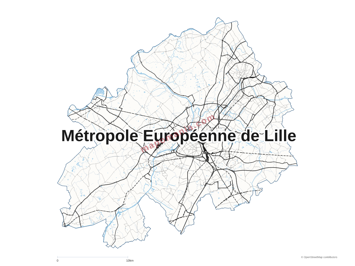 Carte de Métropole Européenne de Lille à personnaliser